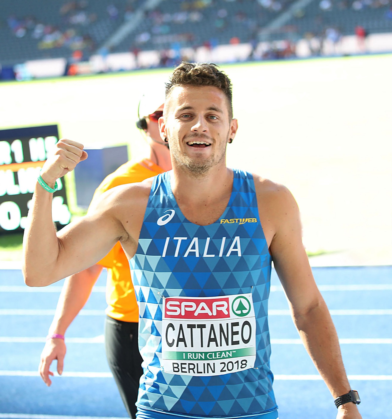 Federico Cattaneo batt 100 esultanza Berlino 2018